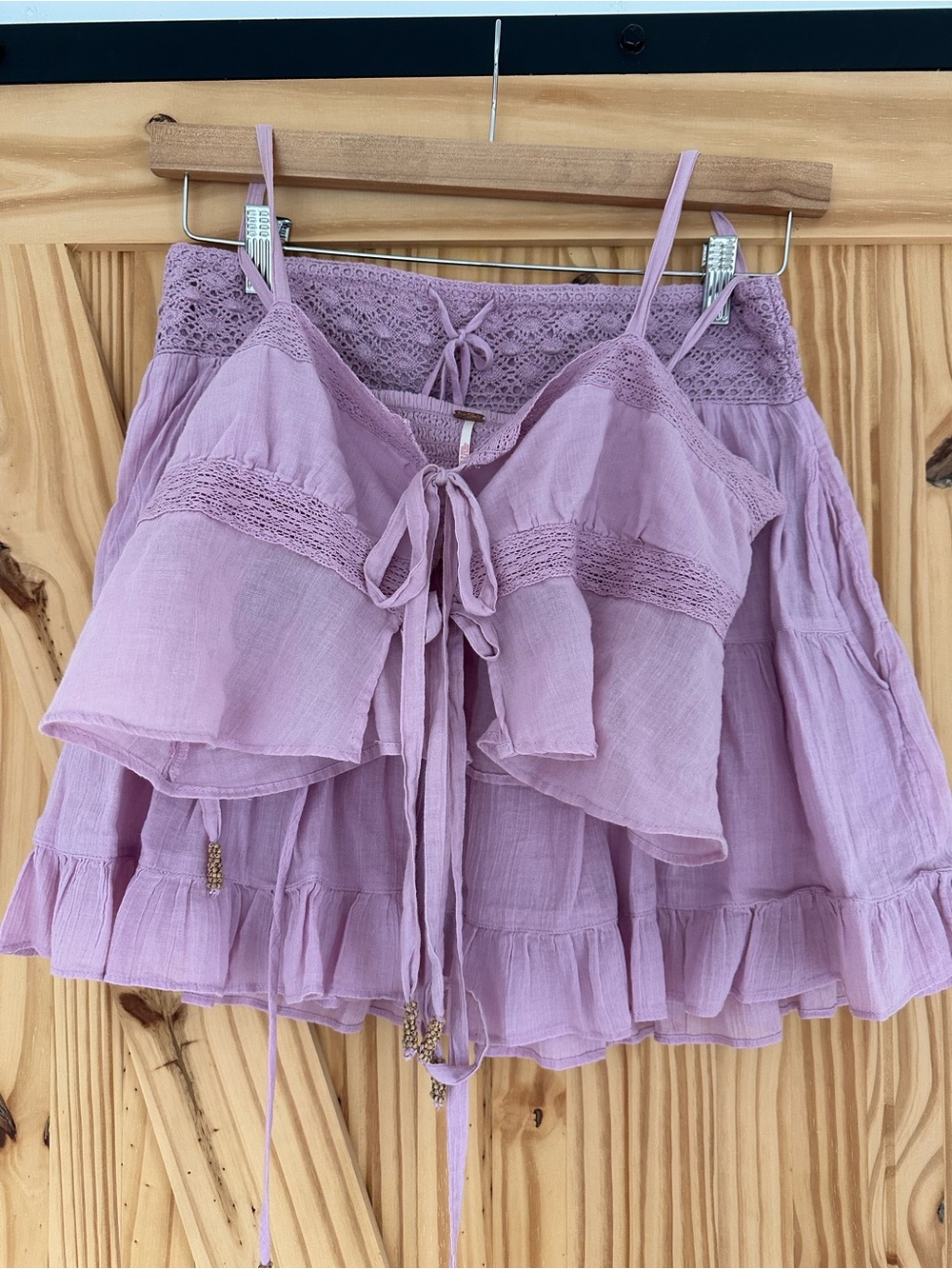 Free People Lilac top and mini skirt set